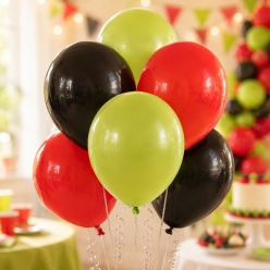 Black, Red & Lime Green Latex Balloons - 30pk